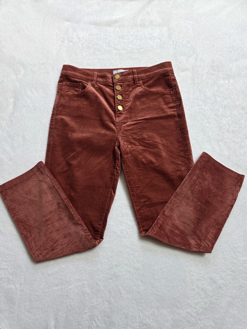 LOFT Velvet Skinny Pants Size 6/28 Rust Brown High Rise